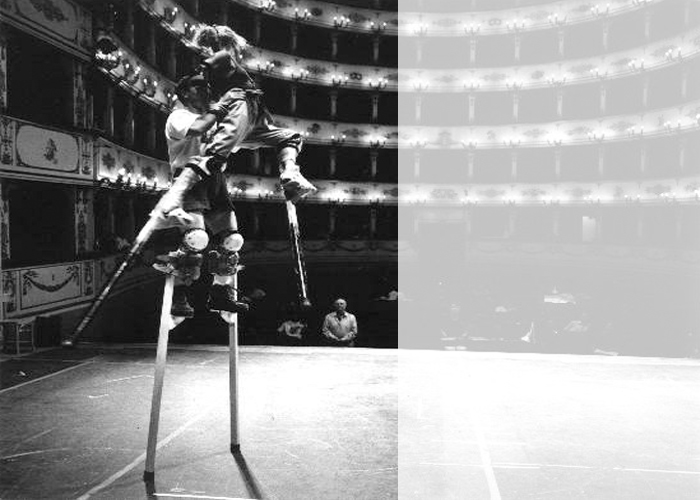 I nostri spettacoli sono un misto di teatro, circo e cabaret: la componente tecnica - acrobatica mano a mano, giocoleria, magia, equilibrismi - è molto importante ma non deve travalicare riducendo lo spettacolo a mera esibizione ginnica. Al contrario, l'intento è mettere le abilità circensi al servizio dell'azione scenica, facendole diventare linguaggio teatrale. I personaggi, caratterizzati da energia, passionalità, comicità trasgressiva e disarmante candore, cattureranno adulti e bambini. 