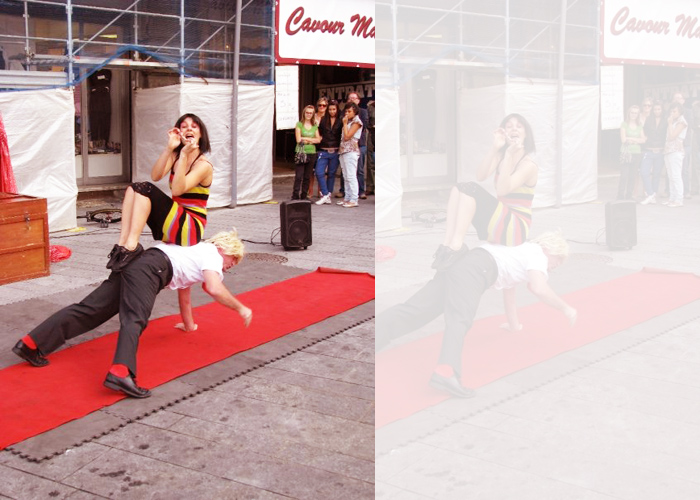 ESIGENZE TECNICHE

Lo spettacolo dura da 45 a 60 minuti e puo' essere ripetuto piu' volte in una giornata. Occorrono almeno 6m di ampiezza x 5m di profondita' x 3,6m di altezza con pavimentazione in piano non dissestata. Accesso al luogo dello spettacolo con veicolo ed un locale per cambiarci e scaldarci. Siamo in agibilita' ENPALS ed autonomi per quanto riguarda fonica e luci.